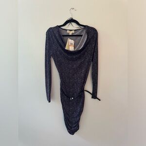 Michael Kors Long Sleeve Cowl Neck Dress in Plum S